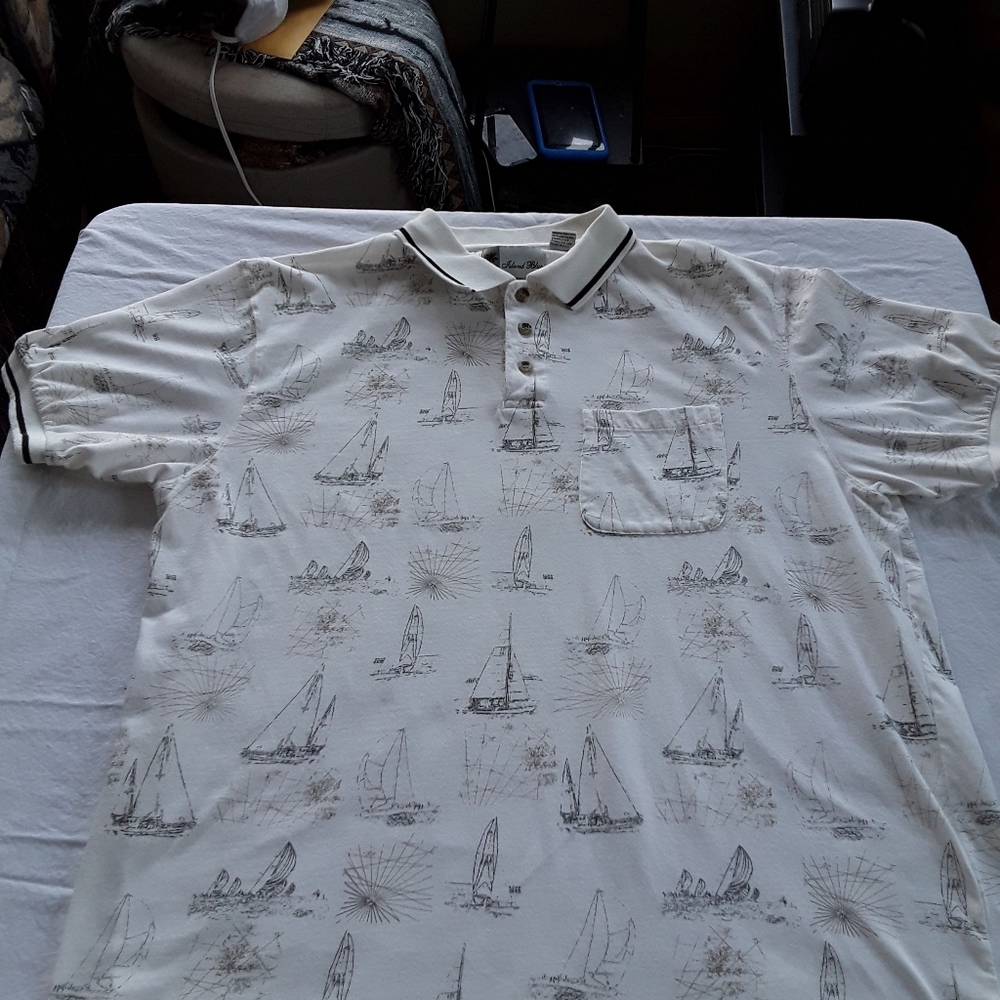 Island Blue Polo Shirt with Nautical Theme